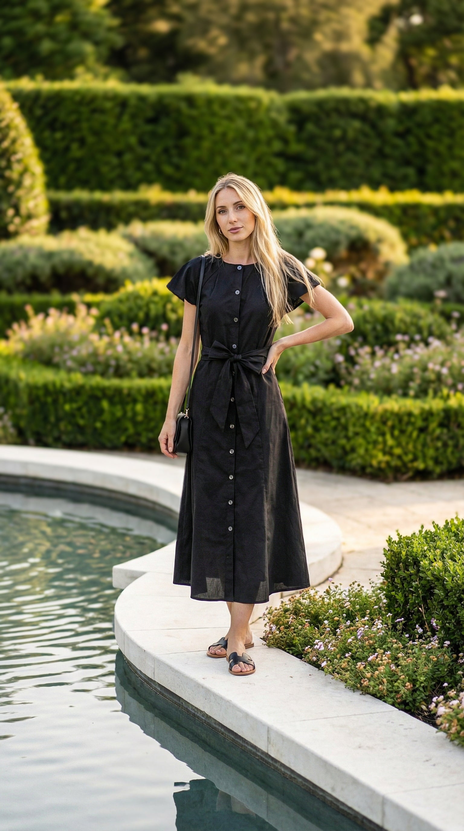 Carli - Black: Poplin maxi dress