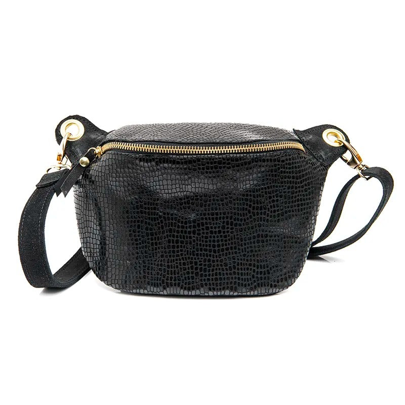 YD Black textured Bumbag