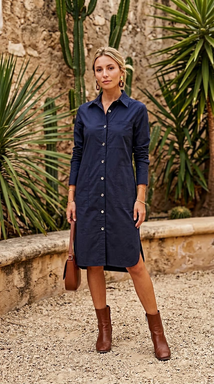 Callie - Ink: Cotton Shirt dress