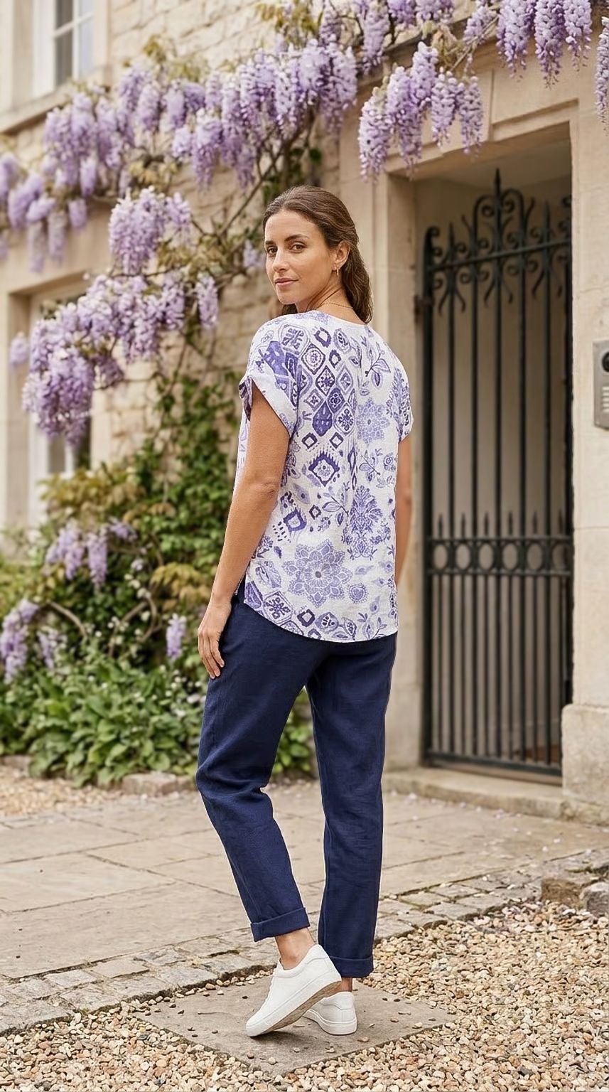 Sadie - Soft Tides: Basic V-neck top