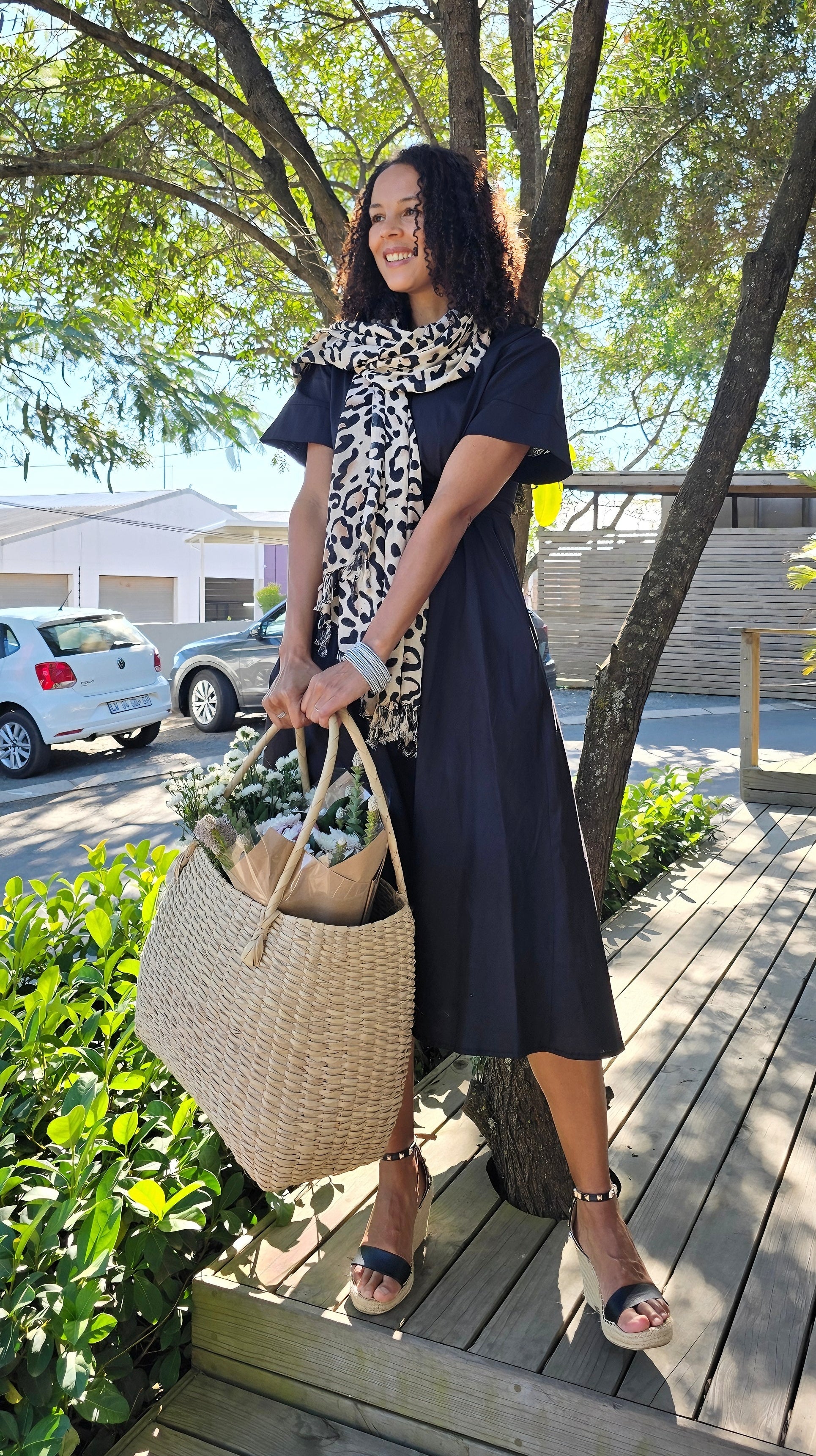 Rosey - Black Poplin : Collared A-line dress