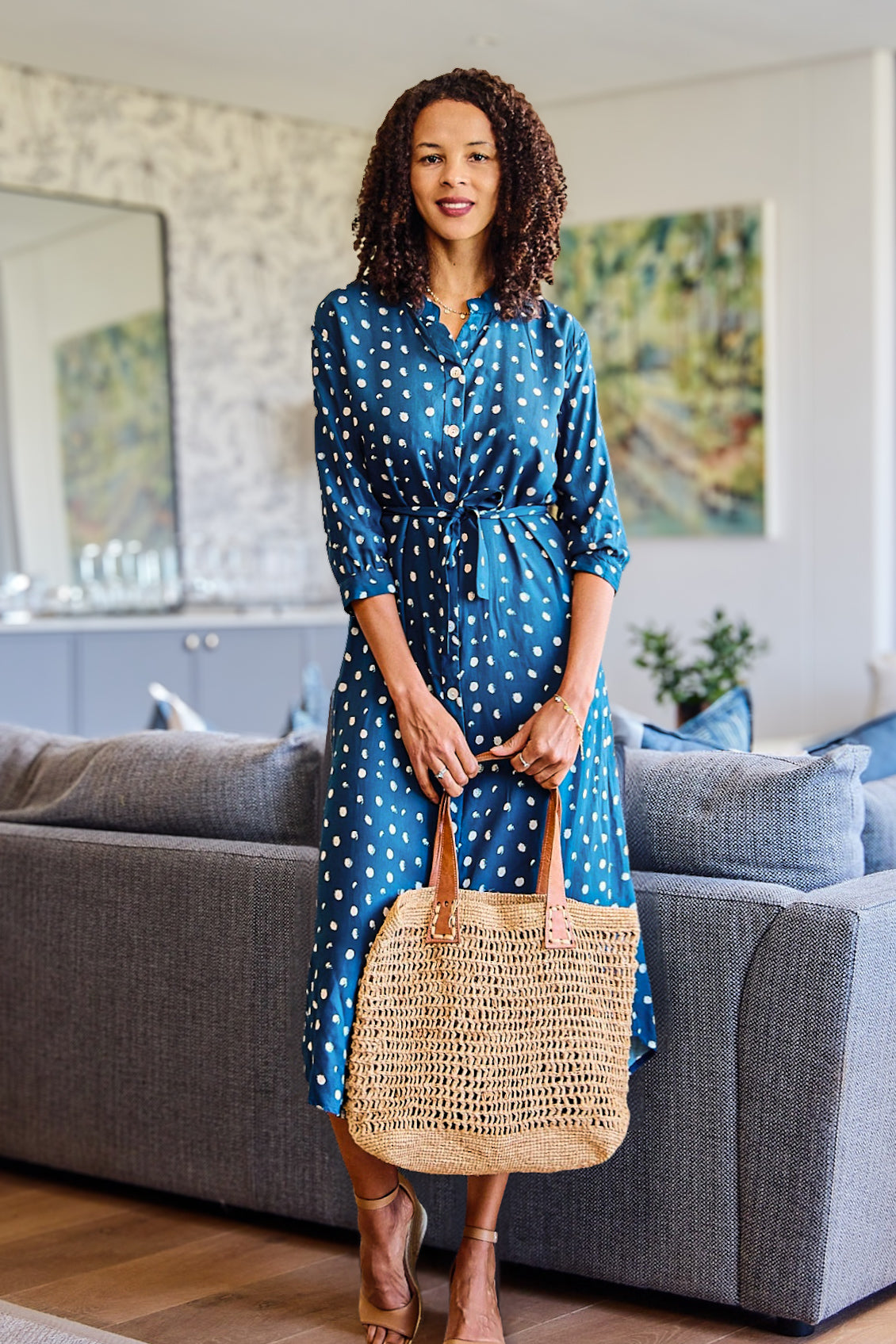 Beauty - Butterfly Blink: Classic Shirt dress with 3/4 sleeves