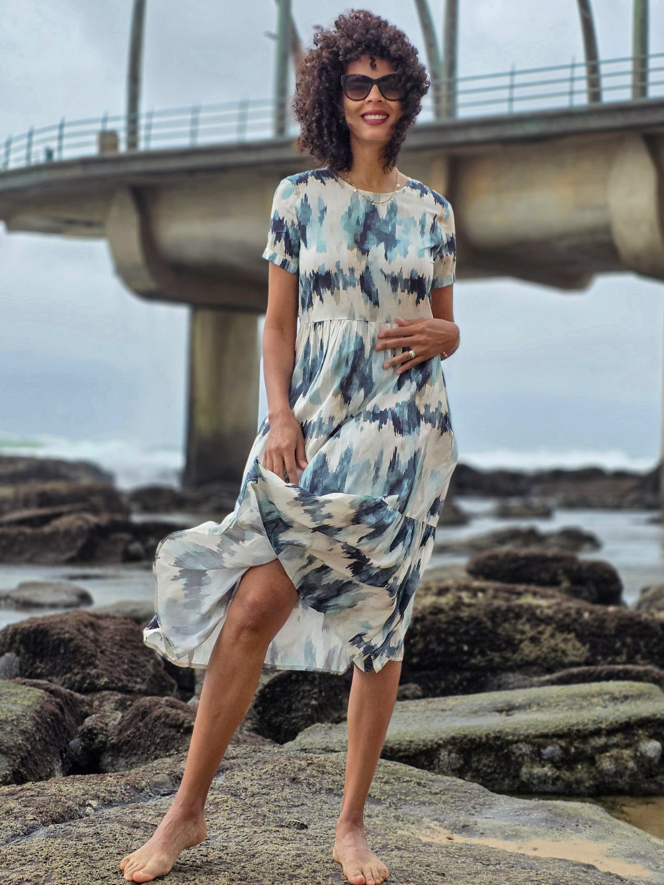 Florence - Ocean Escape: Midi tiered dress