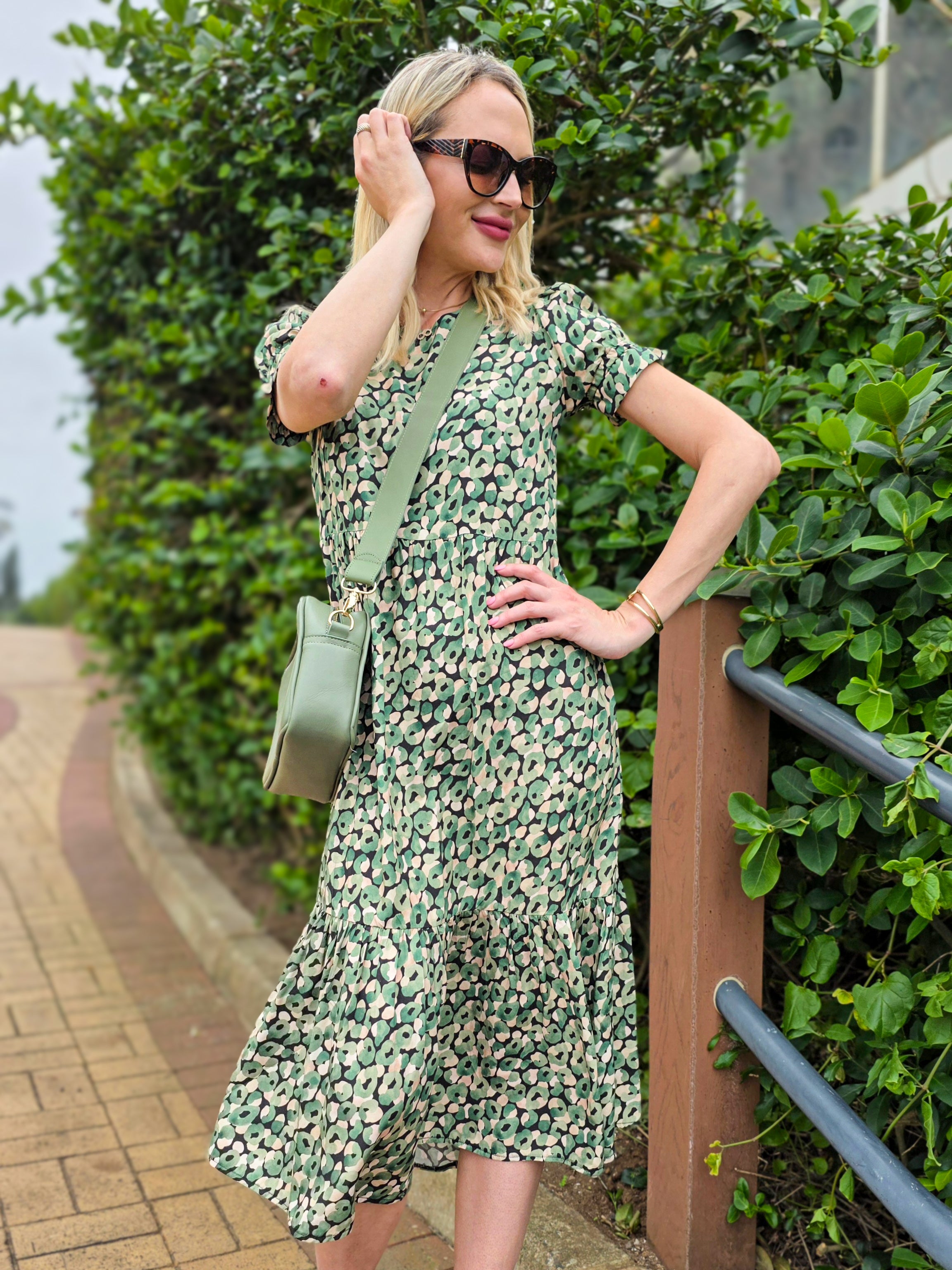 Florence - Leopard Meadow: Midi tiered dress