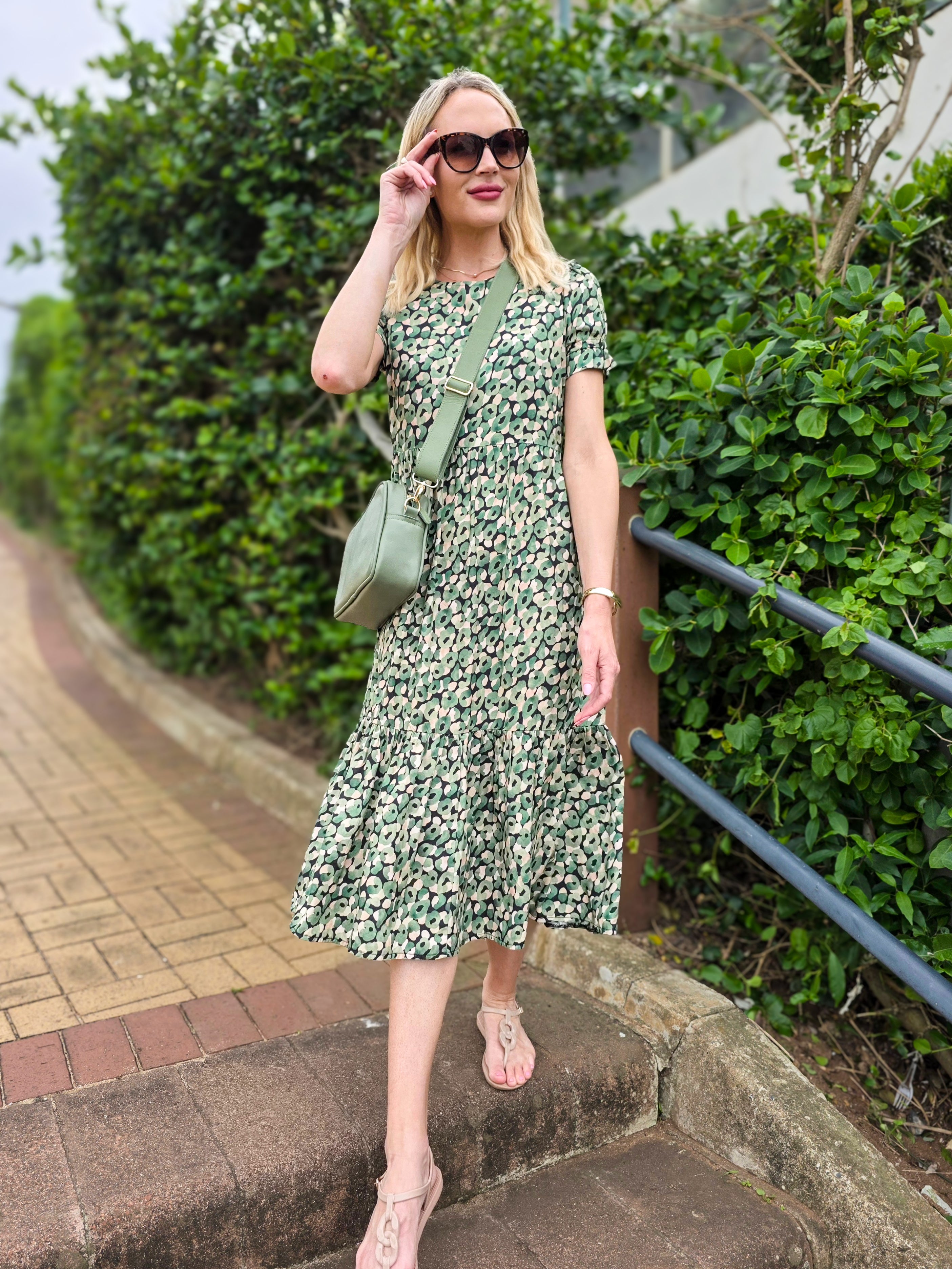 Florence - Leopard Meadow: Midi tiered dress
