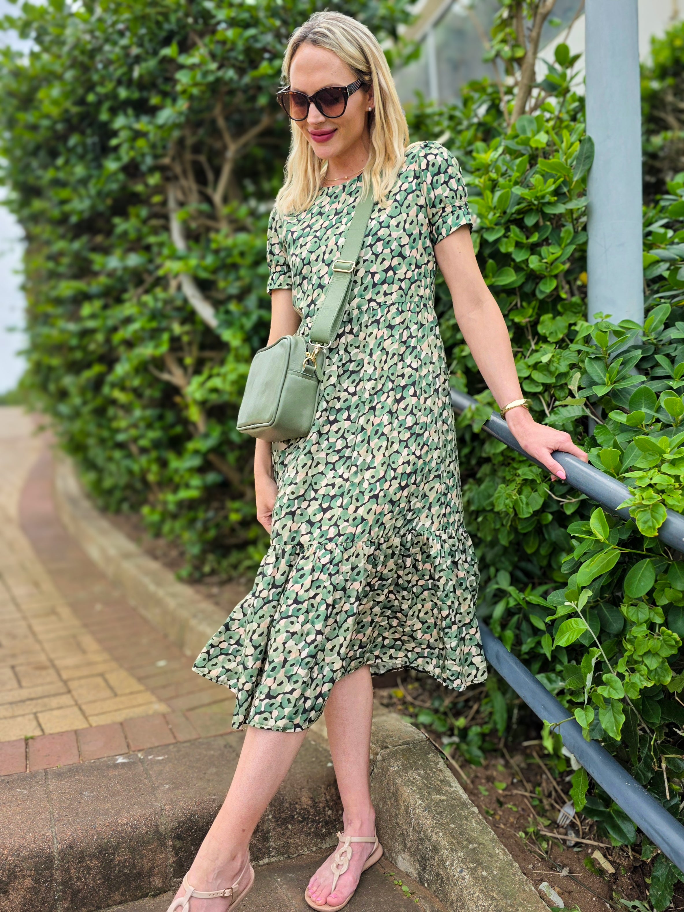 Florence - Leopard Meadow: Midi tiered dress