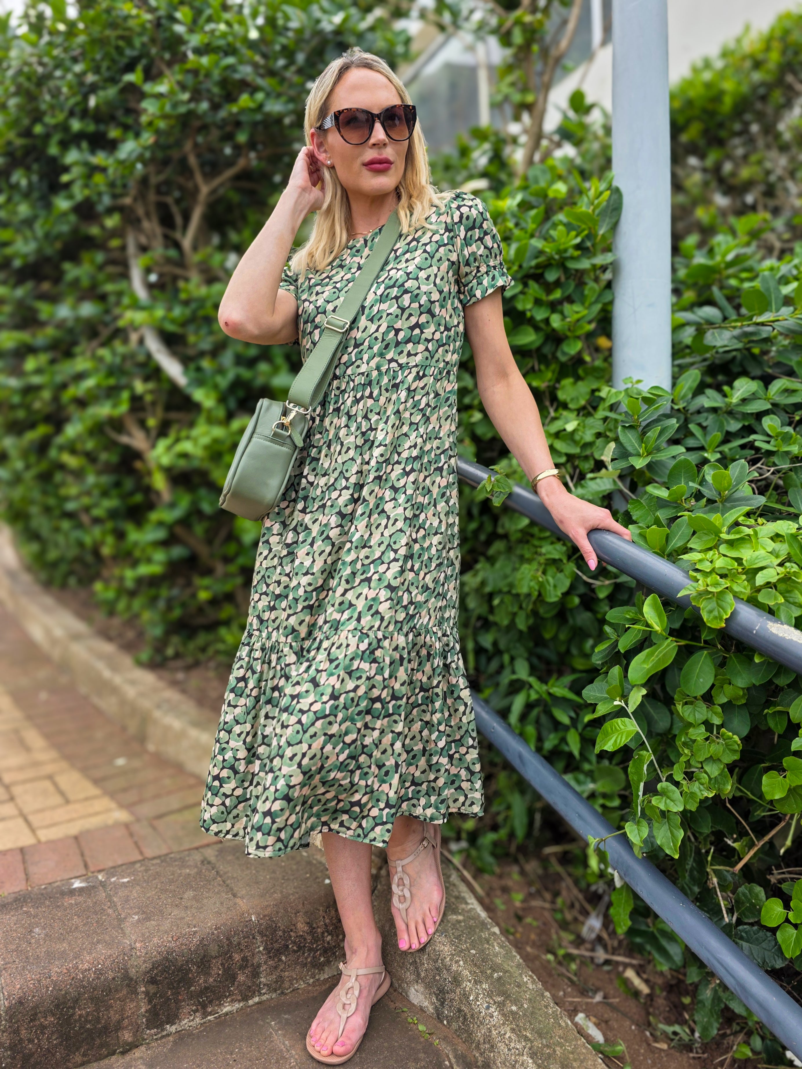 Florence - Leopard Meadow: Midi tiered dress