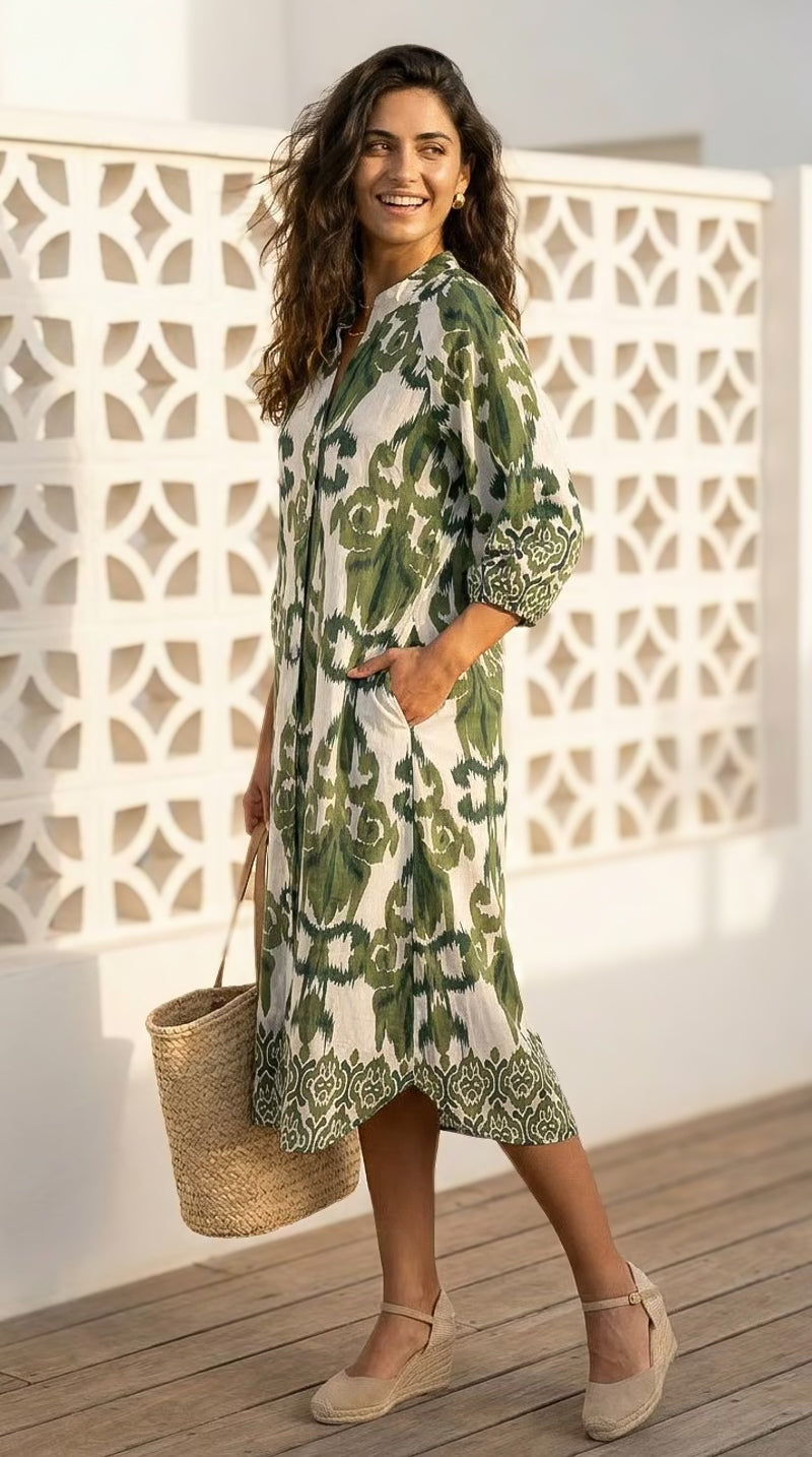 Anna - Savanna Bloom: Relaxed shirt dress with pockets