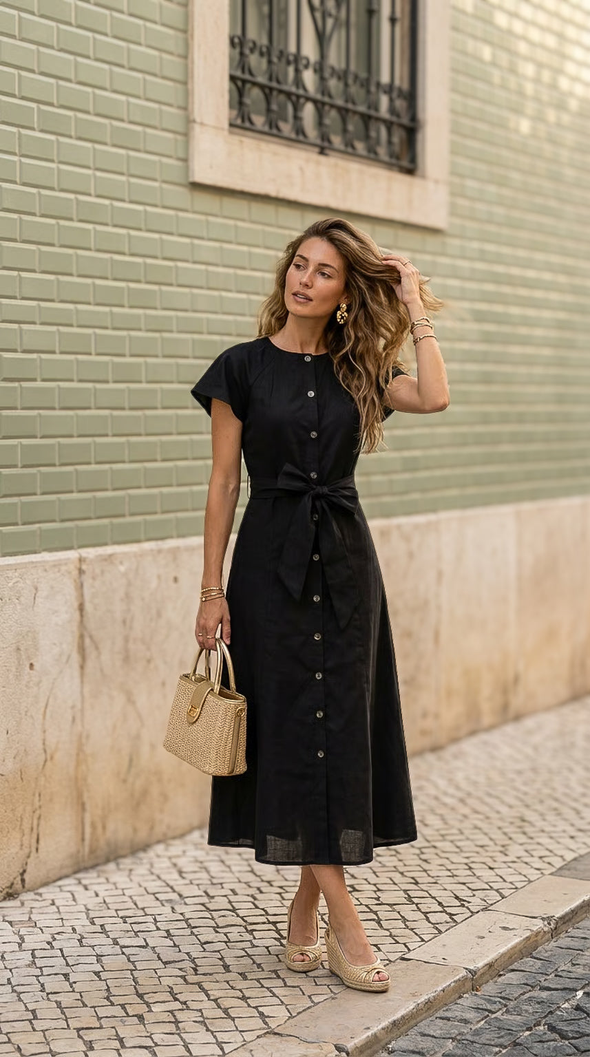 black poplin dress Carli