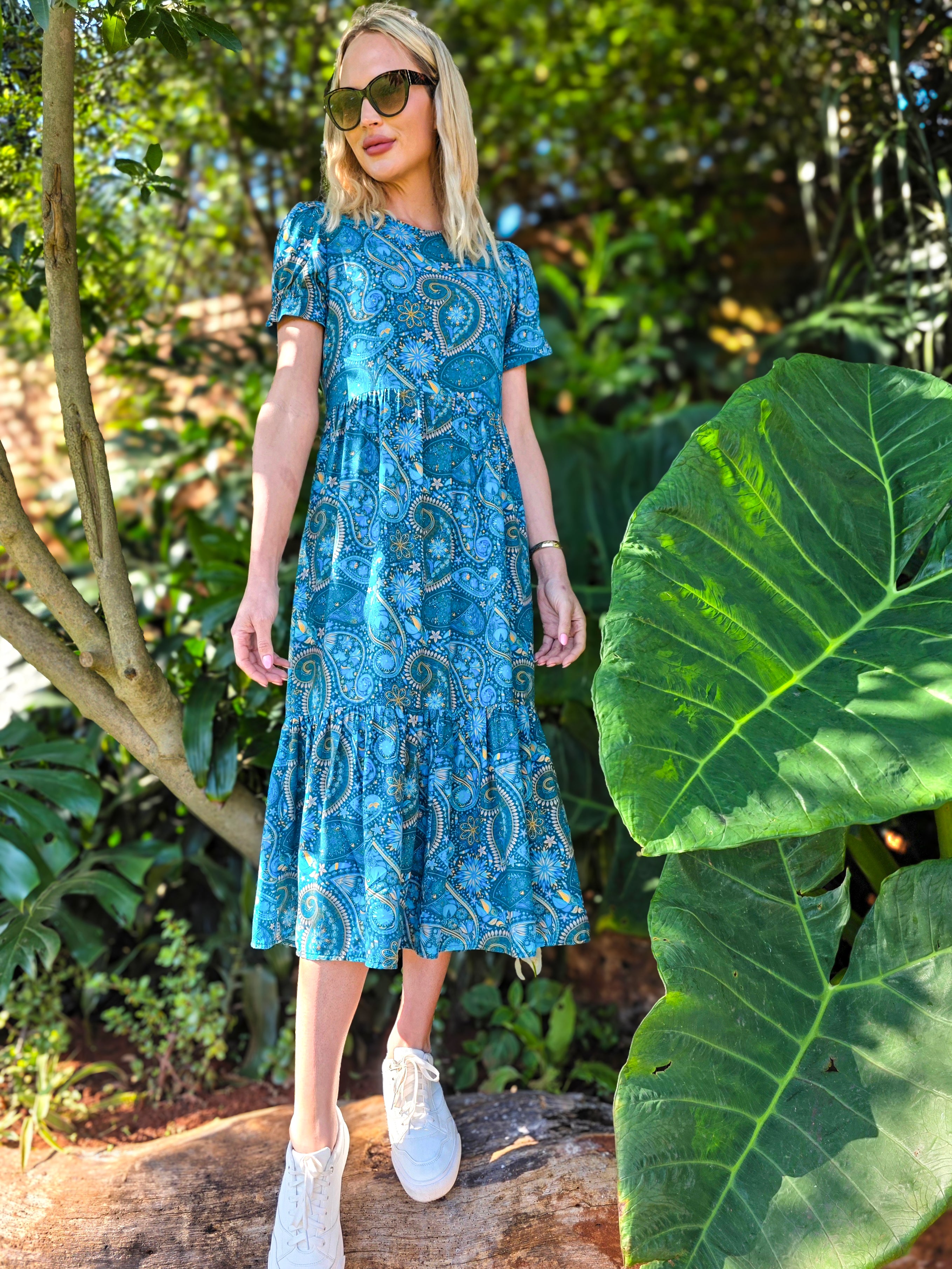 Florence - Paisley Art: Midi tiered dress