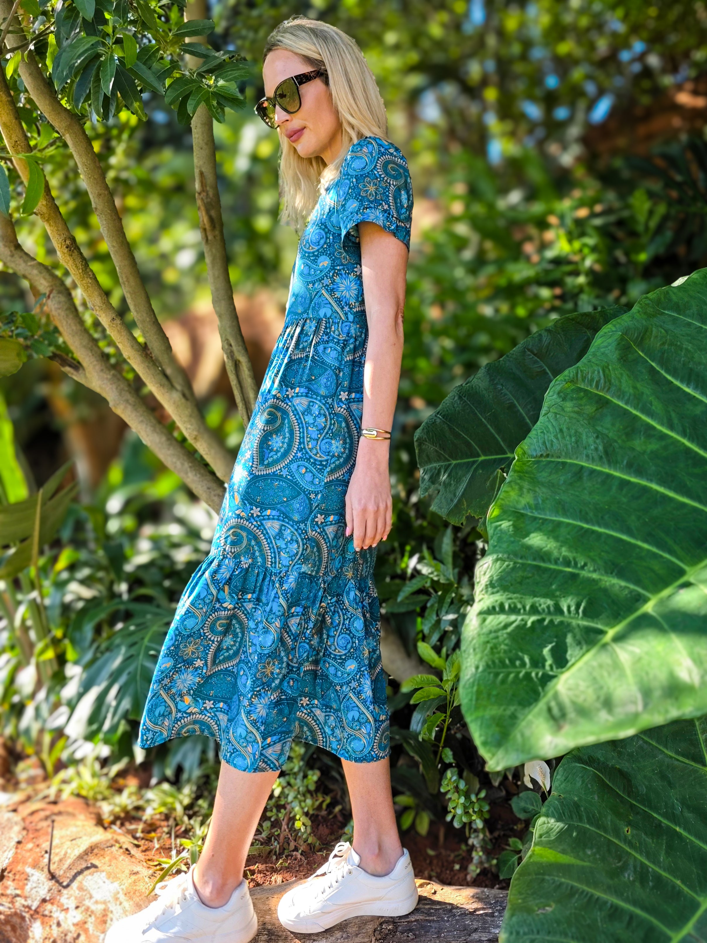 Florence - Paisley Art: Midi tiered dress