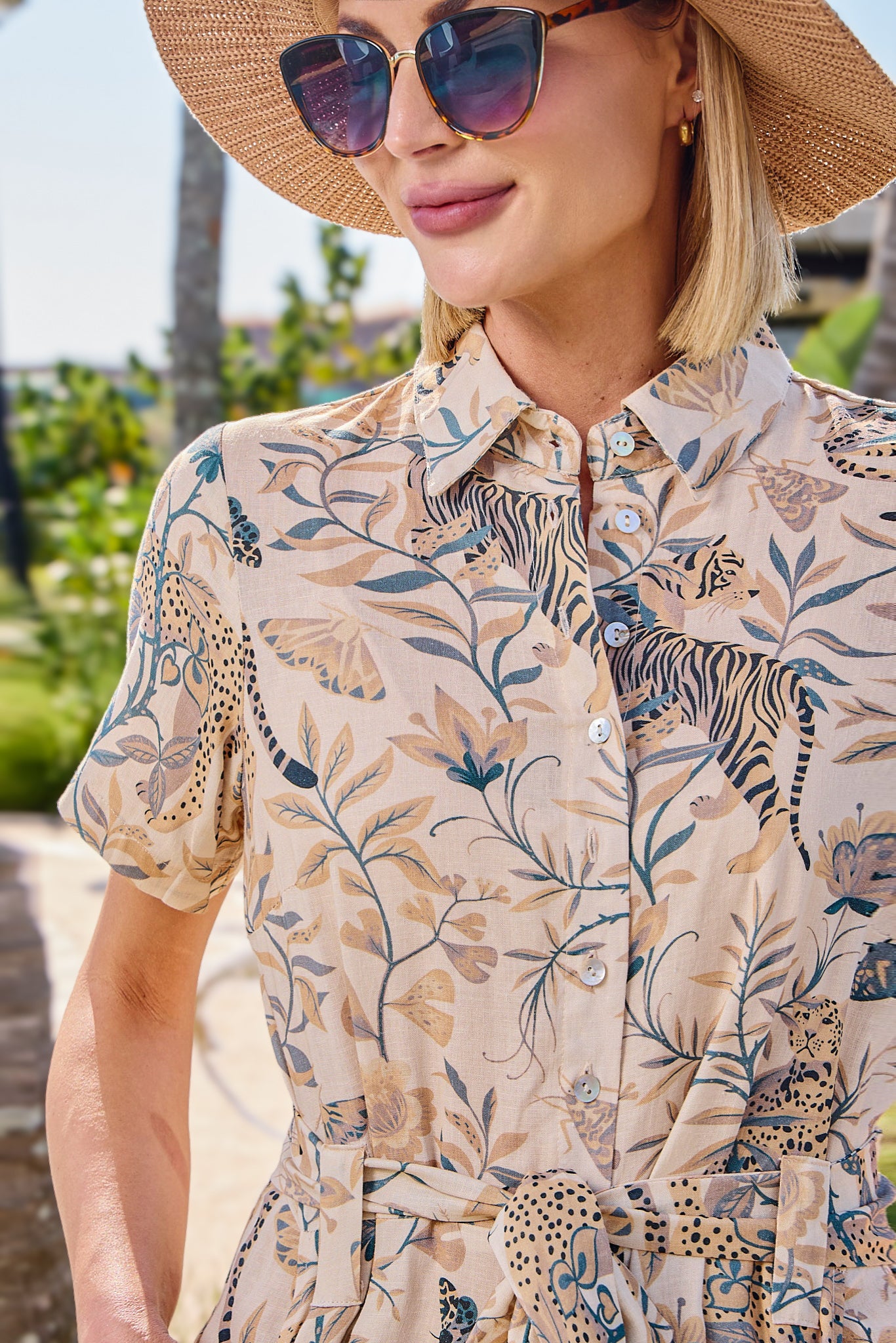 Dani - Sapphire Stream: Short button up jumpsuit