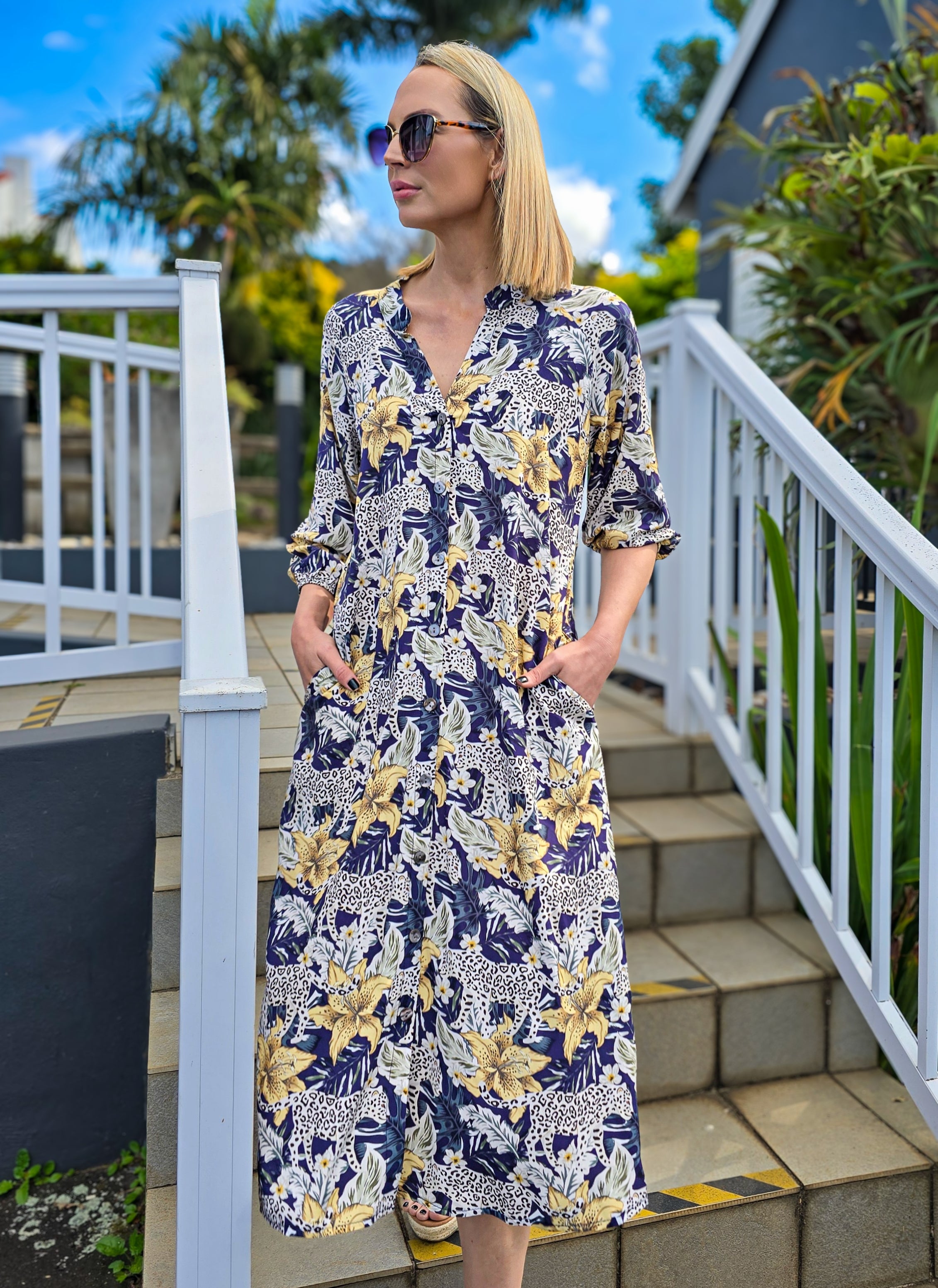 Anna - Leopard Lush: Relaxed Shirt dress with pockets