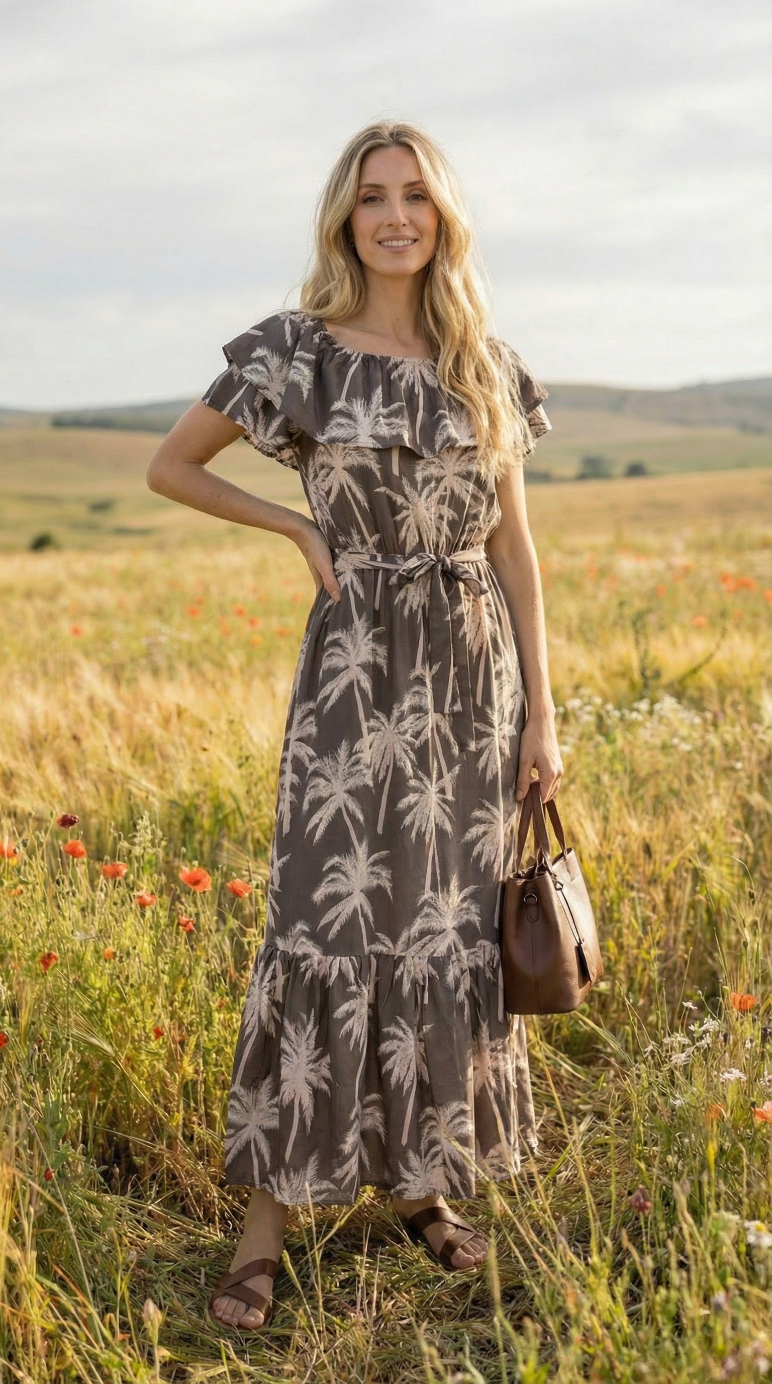 Anouk - Palm Glow: Off the shoulder maxi dress