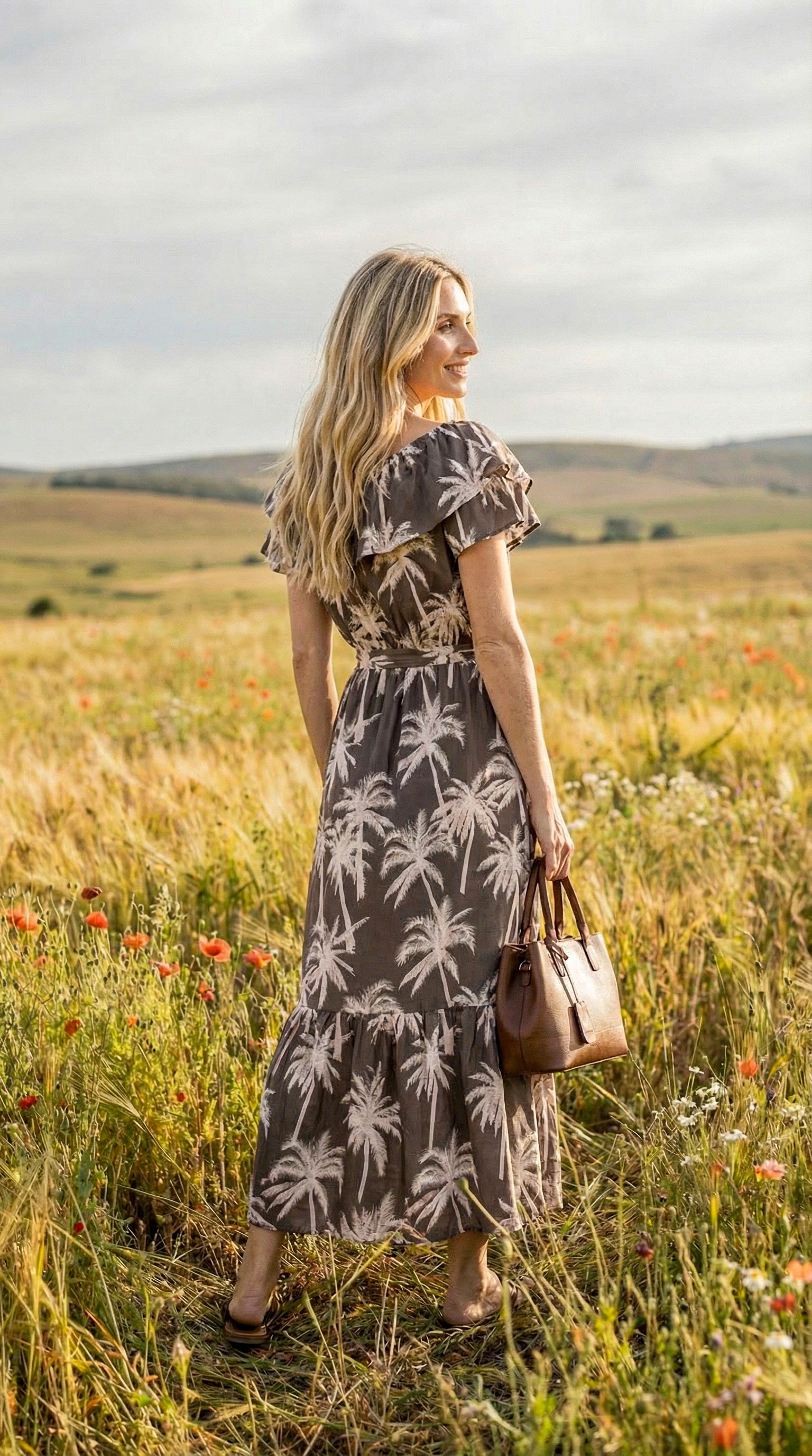 Anouk - Palm Glow: Off the shoulder maxi dress