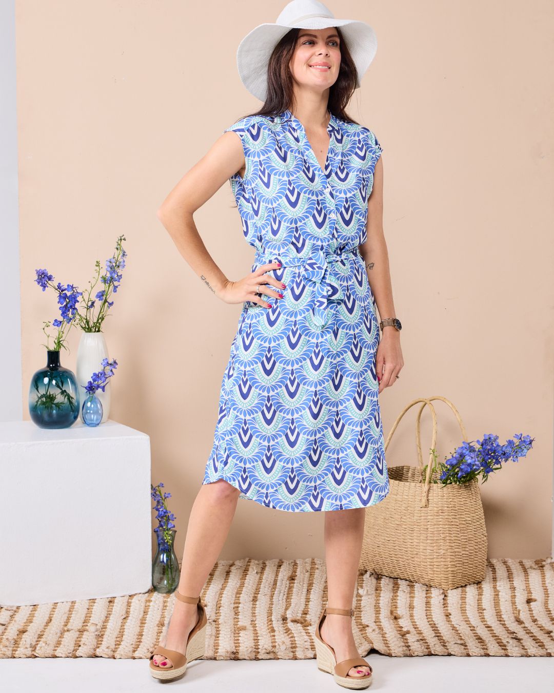 Kyla - Dreamland: Cap Sleeve Midi dress with detachable belt
