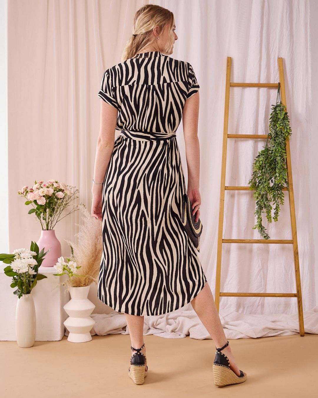 Iris - Zebra: Classic Button up Maxi Shirt Dress
