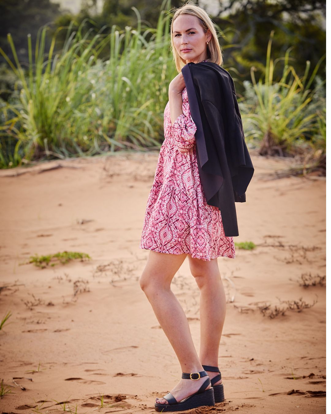 Tash - Pink Horizon: Tiered mini dress