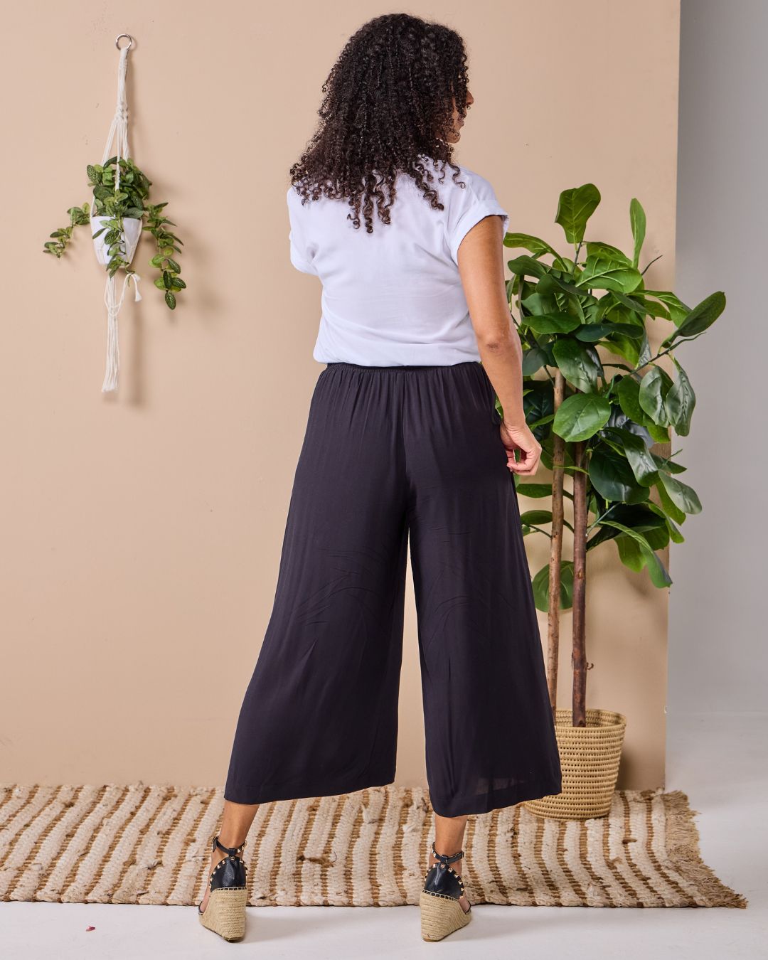 Harper - Black: Culotte Pants with pockets