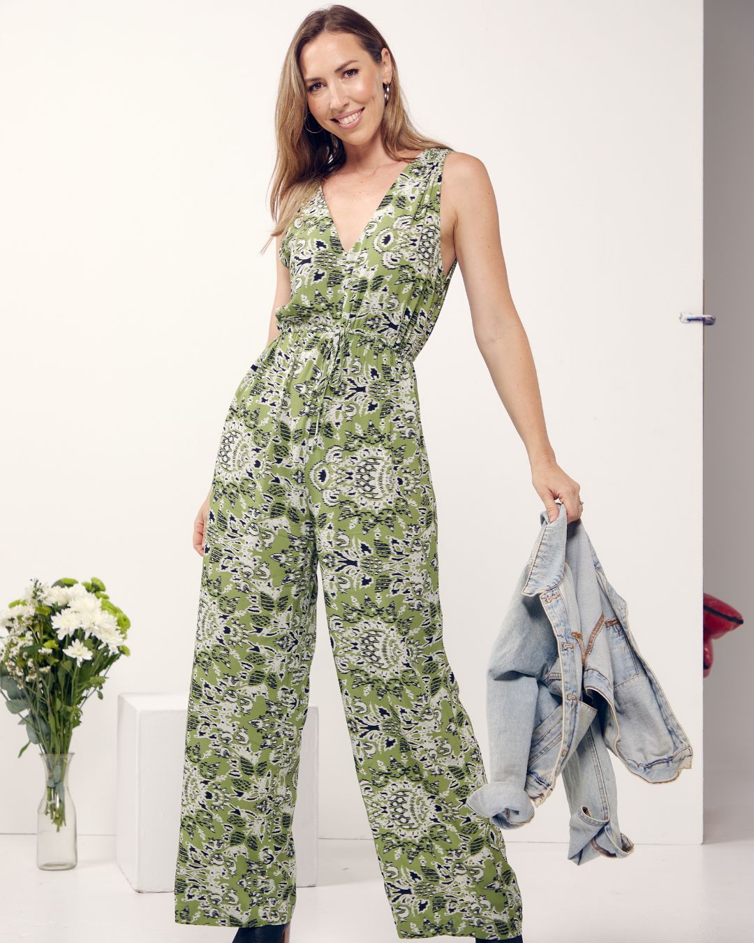 Belcanto - Floral Warp: V-Neck Jumpsuit