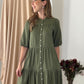 Julie - Clover linen: Tiered button-up Dress