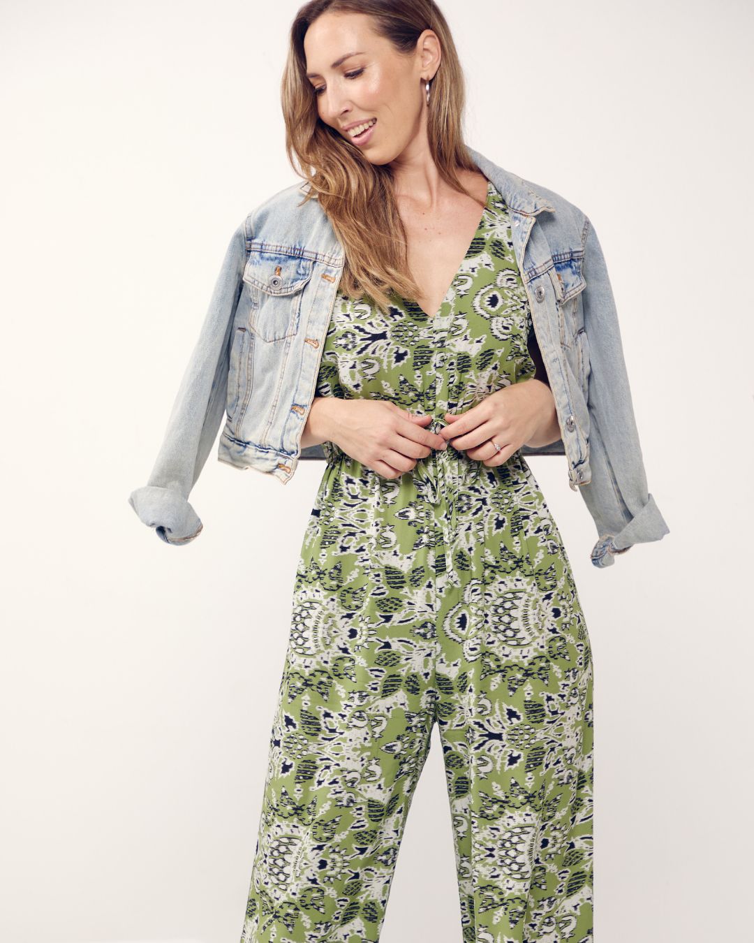 Belcanto - Floral Warp: V-Neck Jumpsuit