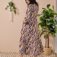 Winter Rose - Enchanting: V - neck Mandarin Collar Tiered dress with Elasticated Long Sleeves