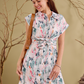 Clarence maxi - Abstract Radiance: Front Tie Shirt dress