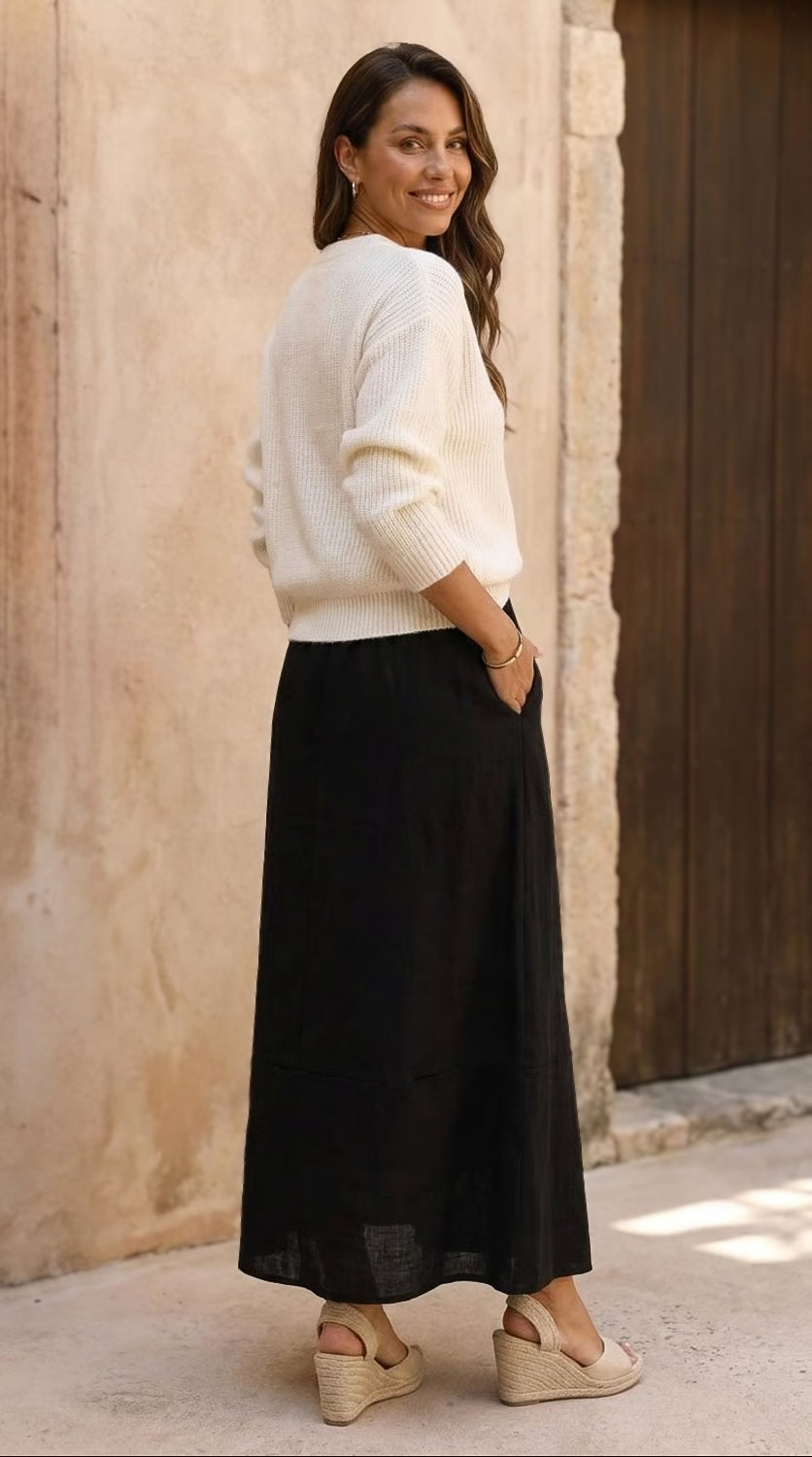 Shay - Black: A-line Poplin skirt