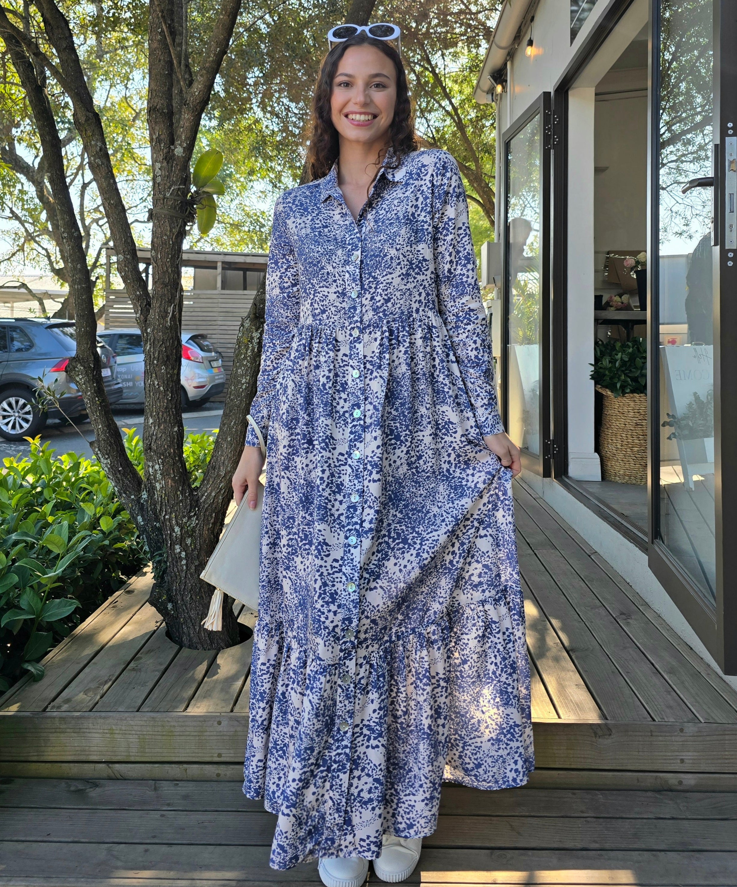 Maddison Maxi - Jungle Jewel: Button-up Collared Tiered Maxi dress