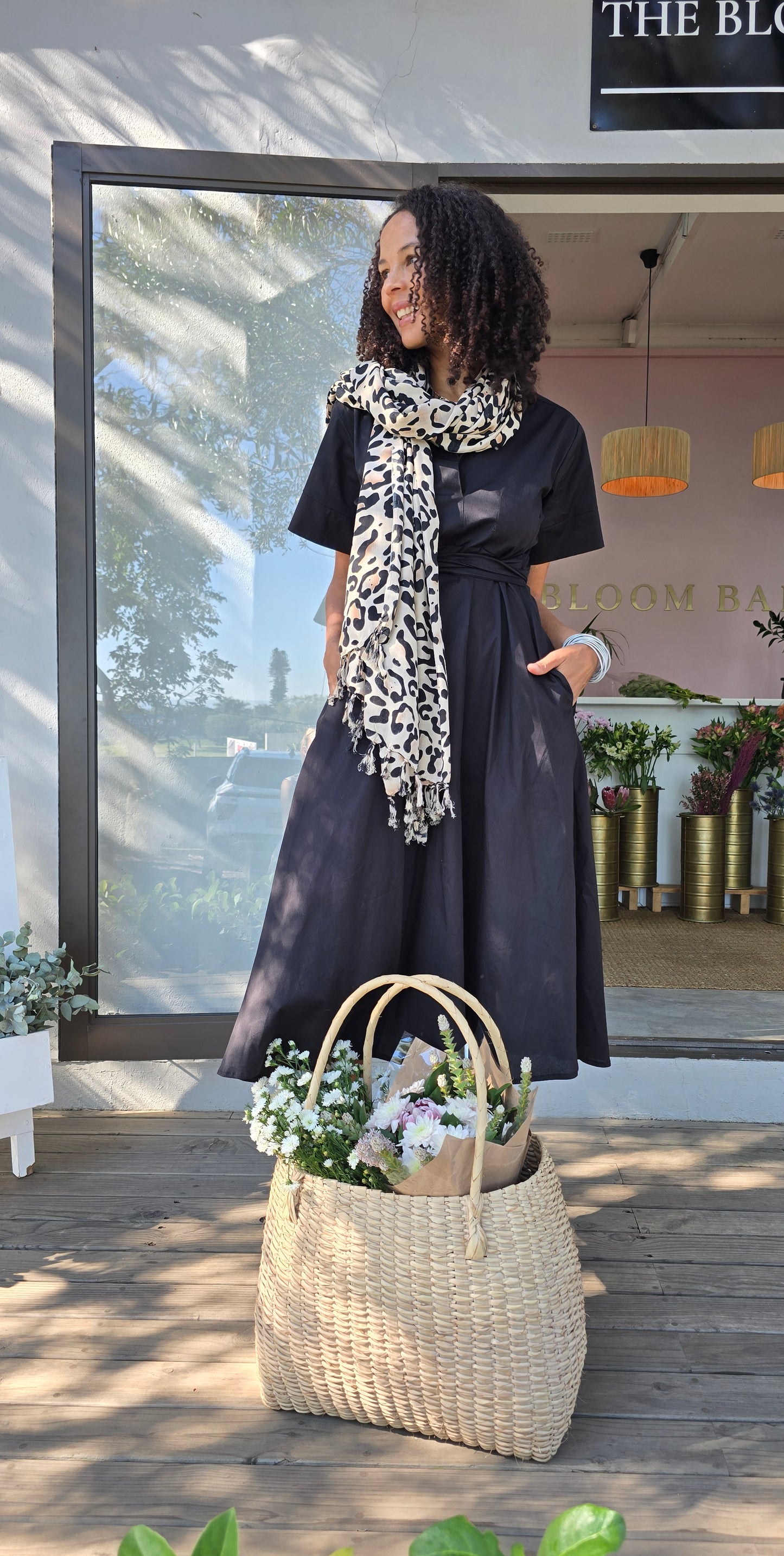 Rosey - Black Poplin : Collared A-line dress