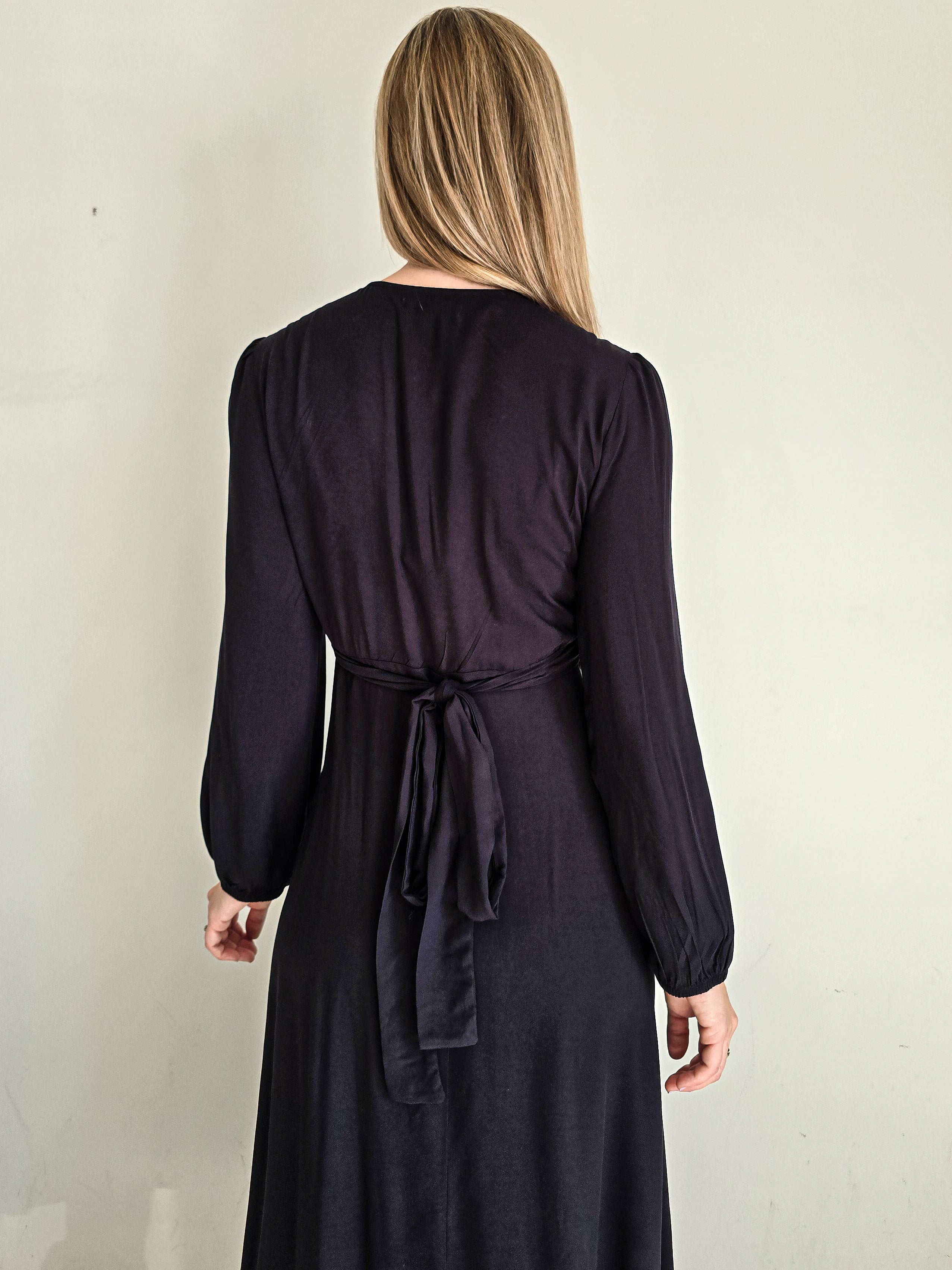Bonny - Black: Long Sleeve Maxi Wrap dress