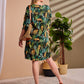 Kerry - Jungle Kingdom: Classic midi shift dress with 3/4 sleeves