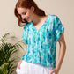 Faye - Forest Meander: V-neck top with binding detail