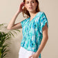 Faye - Forest Meander: V-neck top with binding detail