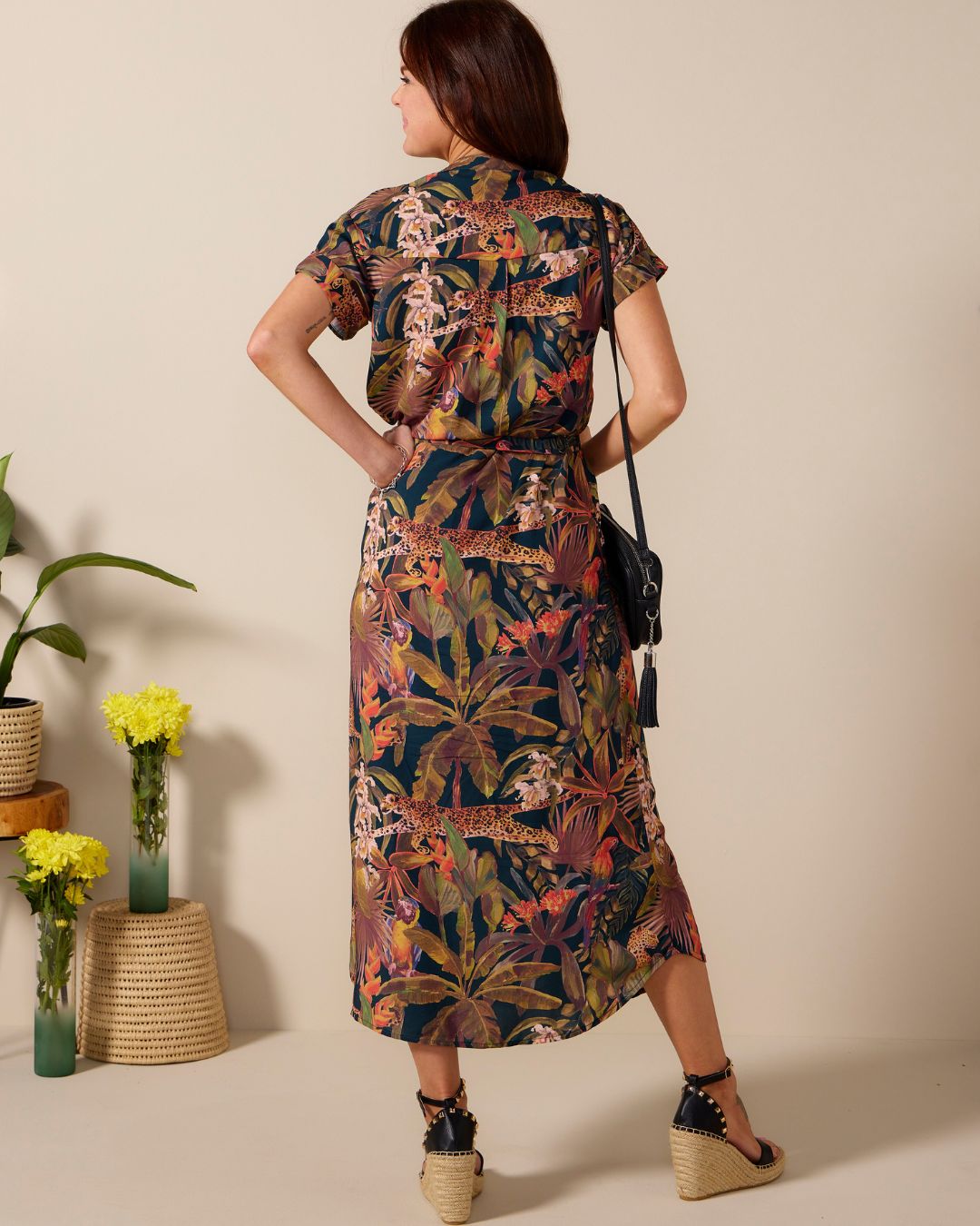 Iris - Leopard Jungle: Classic Button Up Maxi Shirt Dress