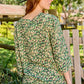 River - Leopard Meadow: Classic V - neck top with 3/4 sleeves
