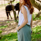 Claudia - Two tone: Sleeveless Linen dress