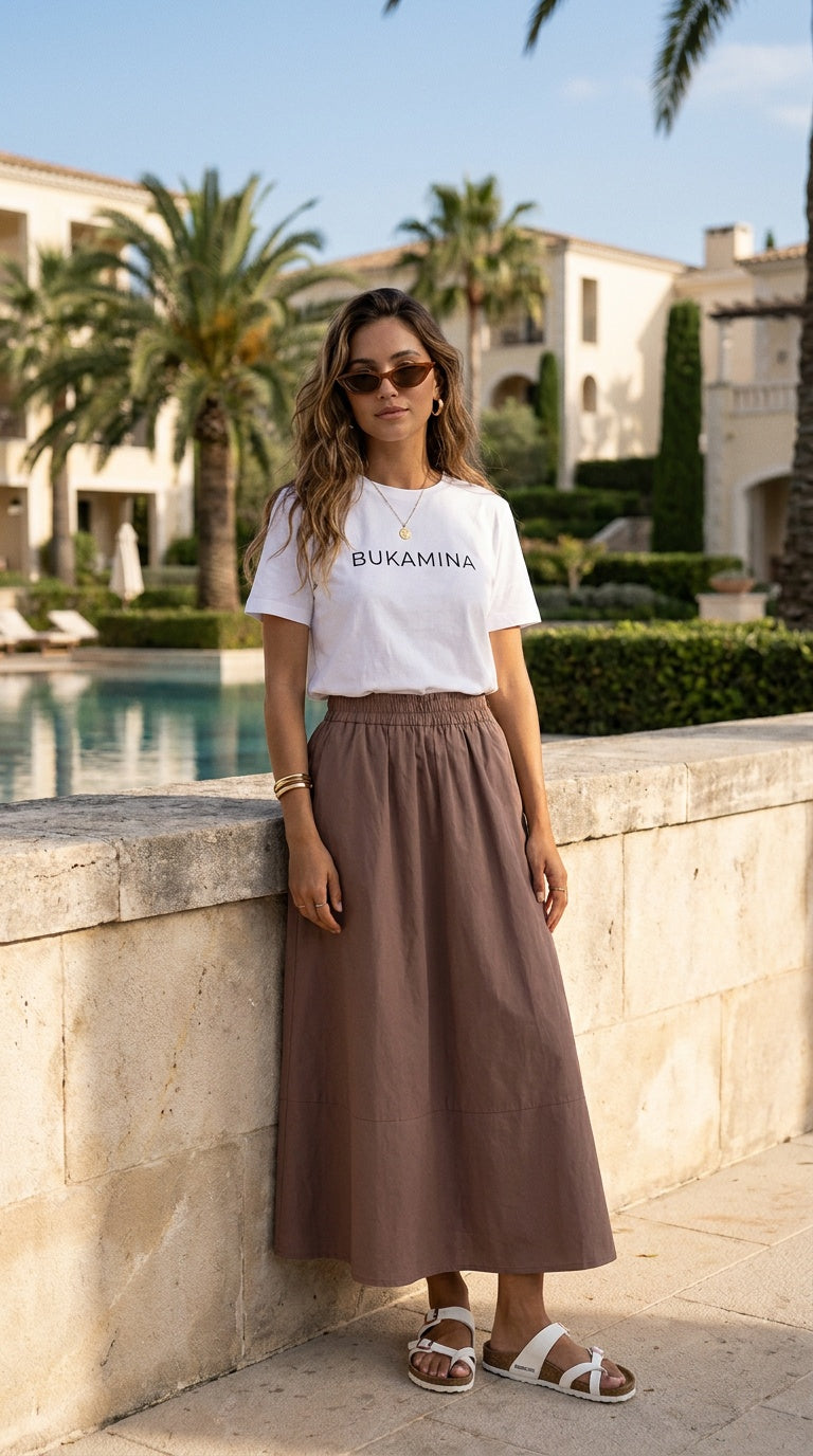 Shay - Cognac: A-line Poplin skirt