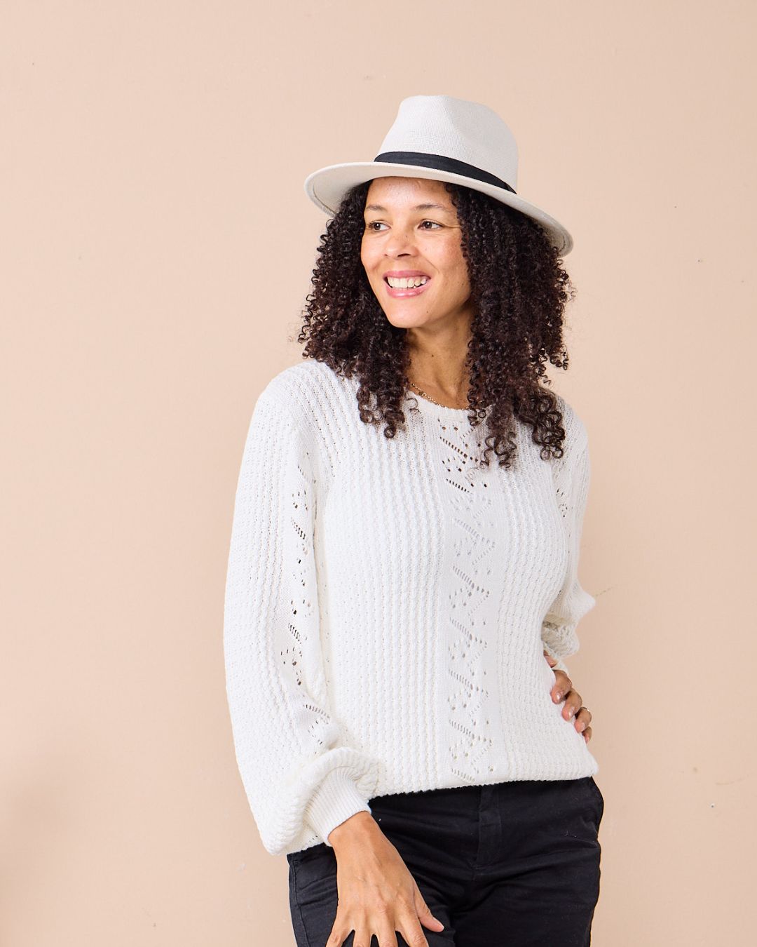 Lacey - Ivory: Textured Knitwear