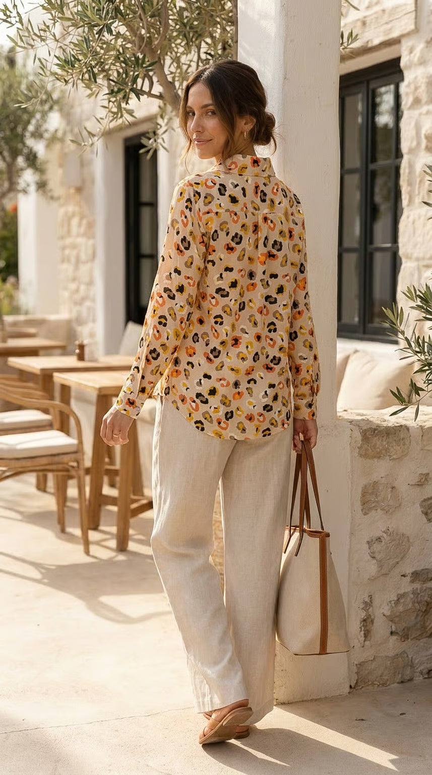 Ellie - Desert Calm: Classic Collared Shirt with a Cuff