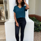 Sadie - Plain Emerald:  Basic V-Neck Top