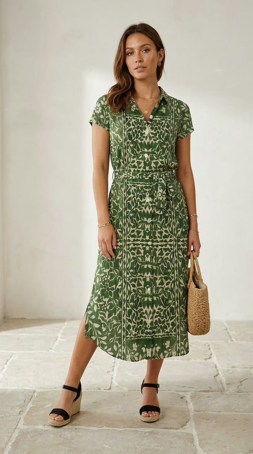 Iris - Wild Horizon: Classic Button up Maxi Shirt Dress