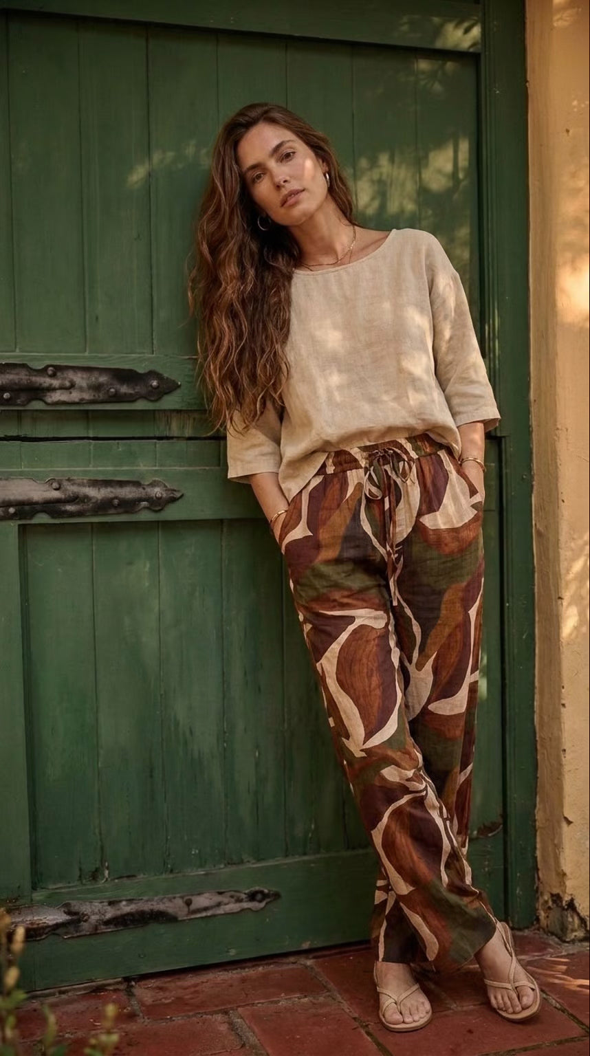 Caprice - Country Meadow: Wide Leg pants with Elasticated waistband