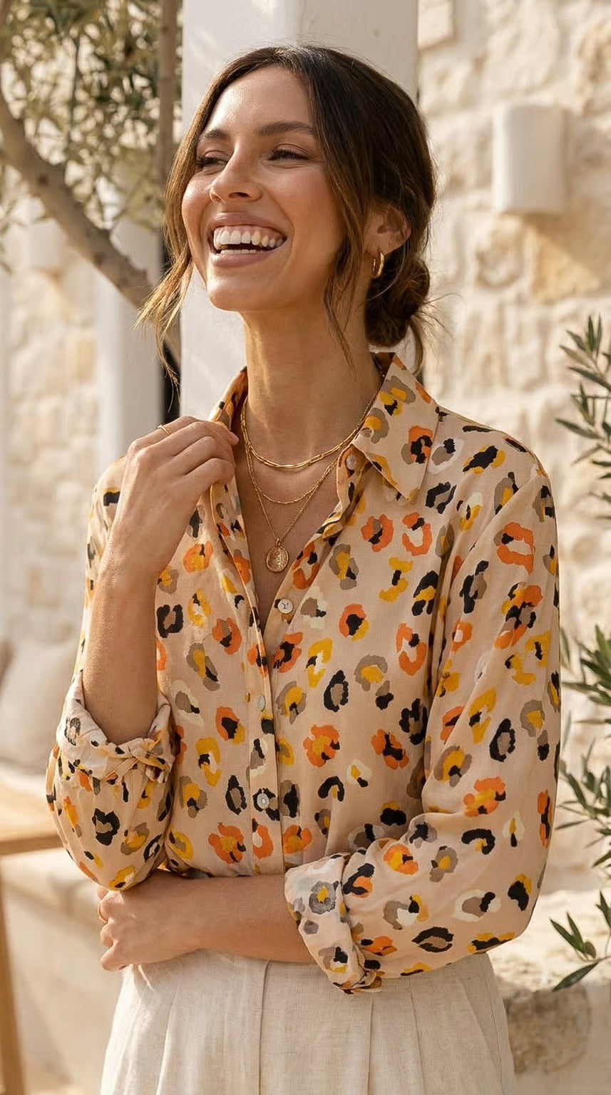 Ellie - Desert Calm: Classic Collared Shirt with a Cuff
