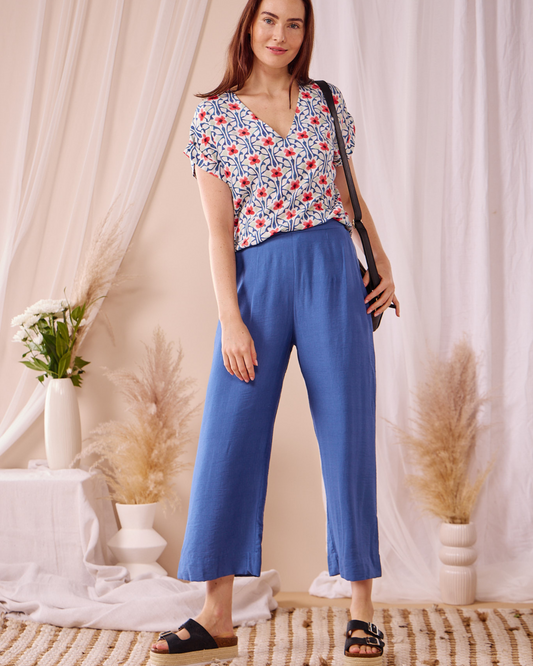 Lavender - Pacific Blue: Wide leg pants