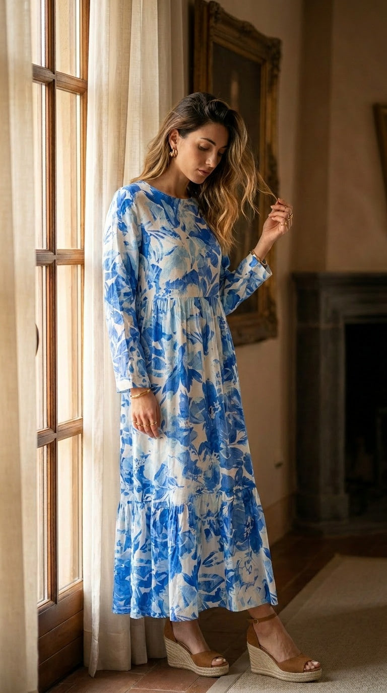 Willow - Indigo Whisper: Tiered Maxi dress