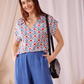 Lavender - Pacific Blue: Wide leg pants