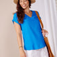 Sadie - Blue Linen: Basic V-neck top