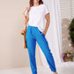 Emma - Blue linen: Classic slim leg pants
